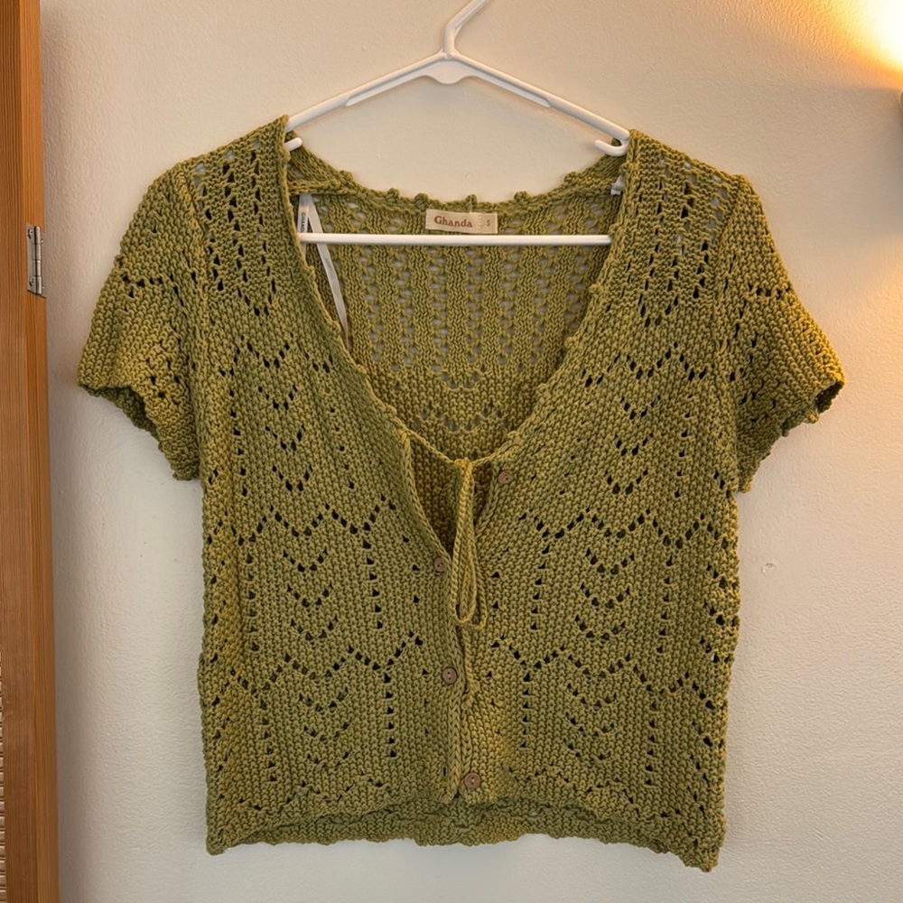 Light Olive Green Crochet Top 💚